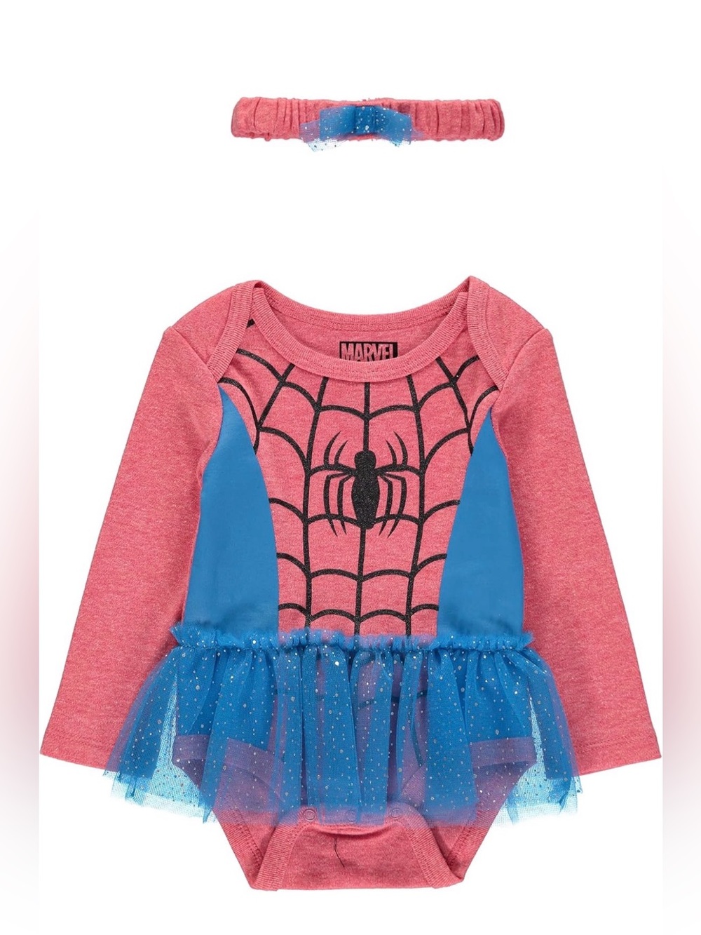 Marvel Spider-Man Baby Girl Costume Bodysuit Tutu Headband 3-6M New 2 Piece
